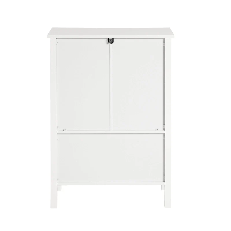 SoBuy BZR64-W Meuble Armoire Meuble Bas Salle de Bains Placard de Rangement, Commode avec 2 Portes et 2 Paniers Amovibles