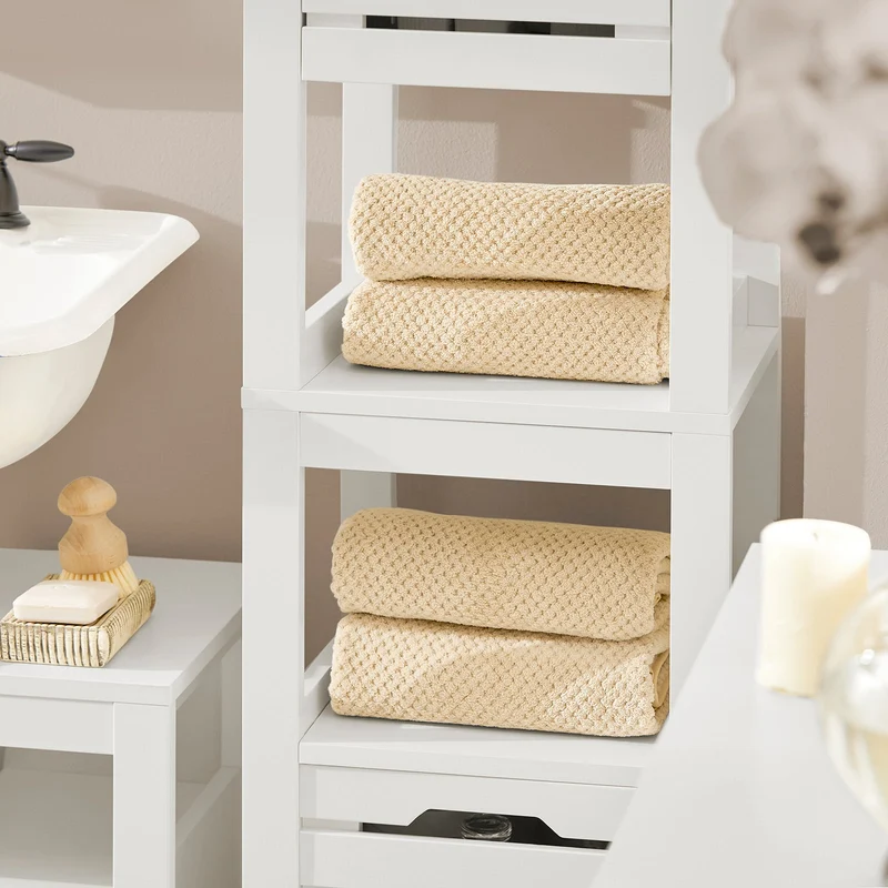 SoBuy BZR59-W Meuble Colonne de Salle de Bain, Armoire Haute, Placard de Rangement, Étagère de Rangement