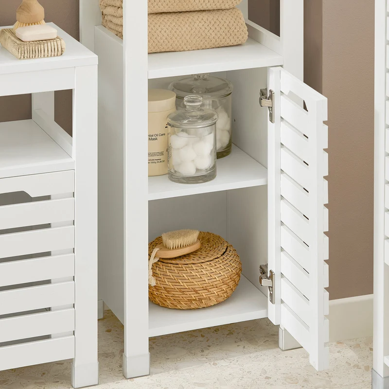 SoBuy BZR59-W Meuble Colonne de Salle de Bain, Armoire Haute, Placard de Rangement, Étagère de Rangement