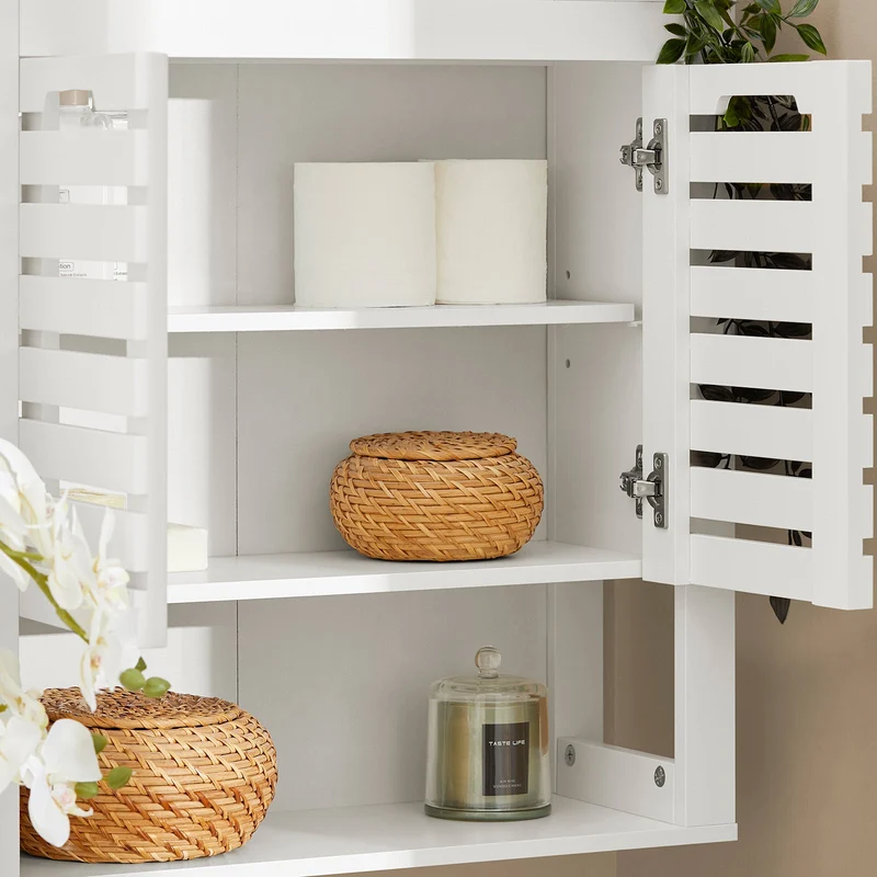 SoBuy BZR51-W Meuble Haut Armoire de Toilettes Salle de Bain Suspendue Placard Commode Murale Armoire à Pharmacie