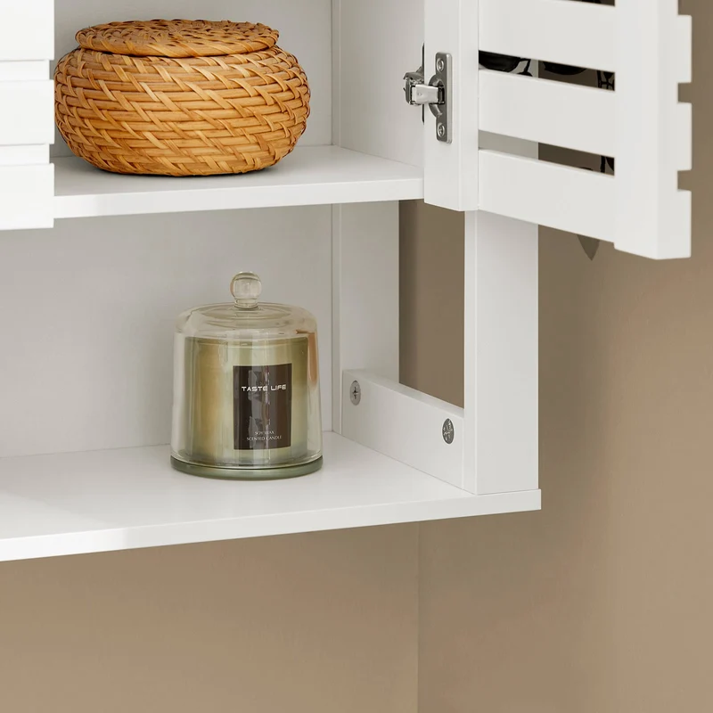 SoBuy BZR51-W Meuble Haut Armoire de Toilettes Salle de Bain Suspendue Placard Commode Murale Armoire à Pharmacie