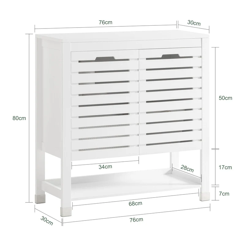 SoBuy BZR50-W Meuble Bas de Salle de Bain Armoire de Salle de Bain sur Pieds avec 1 Compartiment Ouvert et 2 Portes Meuble de Rangement
