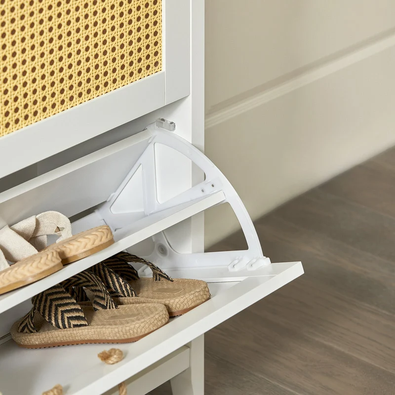 SoBuy FSR127-W Armoire à Chaussures sur Pieds, Meuble d'Entrée Rangement pour Couloir – Blanc