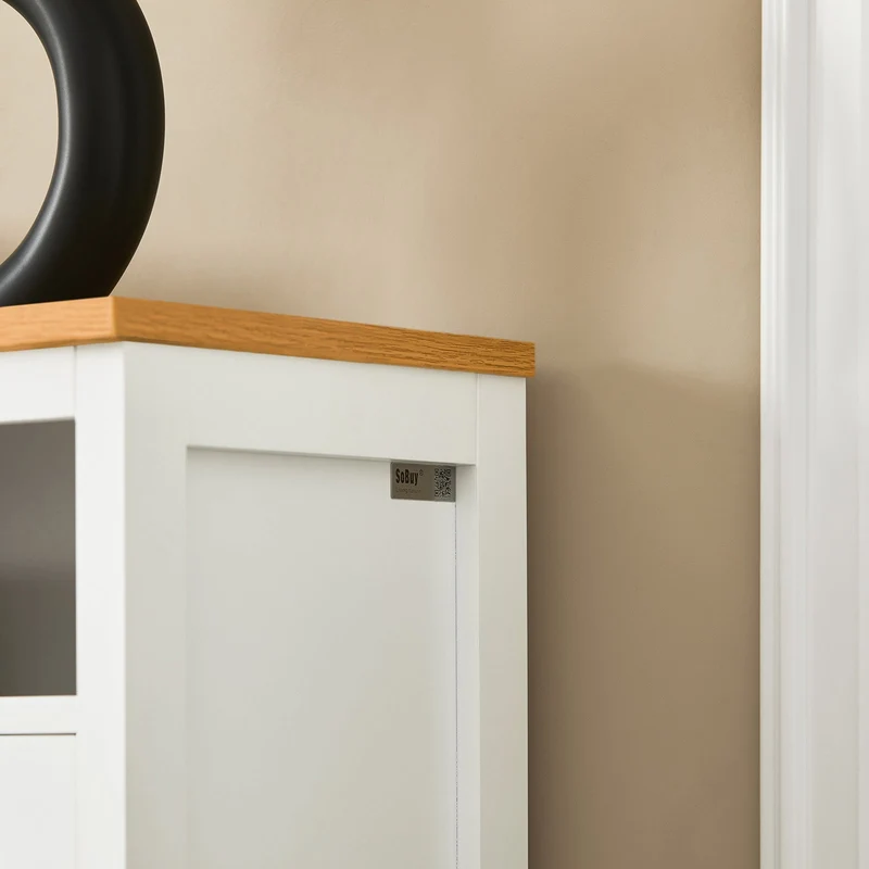 SoBuy FSR127-W Armoire à Chaussures sur Pieds, Meuble d'Entrée Rangement pour Couloir – Blanc