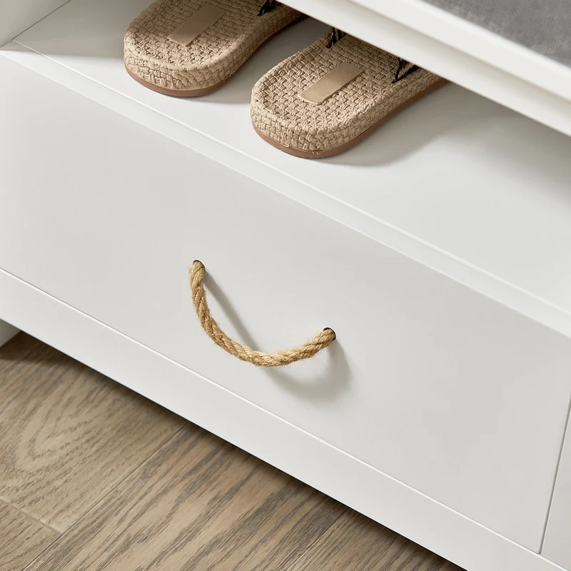 SoBuy FSR126-W Banc à Chaussures avec Coussin Rembourré et Rangement pour Entrée Couloir – 81x36x46 cm, Blanc