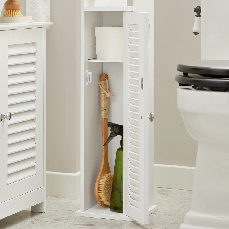 SoBuy BZR49-W Support Papier Toilette Armoire Porte-Papier Toilette Porte Brosse WC
