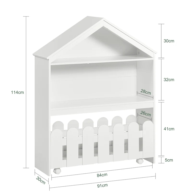 SoBuy KMB52-W Étagère Enfant, Organisateur Jouets et Livres, Meuble Jouets avec 1 Tiroir à Roulettes