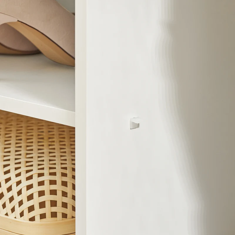 SoBuy FSB68-W Meuble d’Entrée avec Rangement Chaussures Intégré – 2 Portes Vitrées et 2 Tiroirs – Entrée Organisée – 80x35x90 cm Blanc