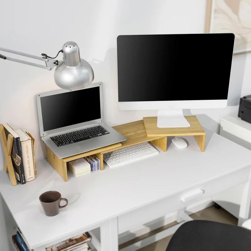 SoBuy BBF08-N Support de Moniteur Écran Extensible, Support pour Écrans d'ordinateur Universal ou PC Portable avec Longueur et Angle Réglable