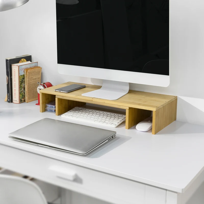 SoBuy BBF08-N Support de Moniteur Écran Extensible, Support pour Écrans d'ordinateur Universal ou PC Portable avec Longueur et Angle Réglable