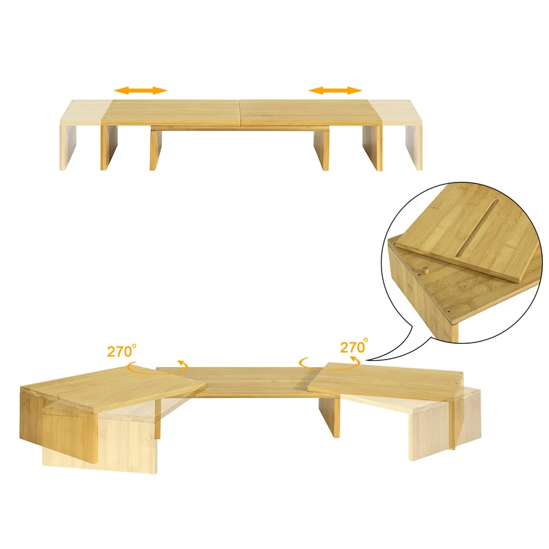 SoBuy BBF08-N Support de Moniteur Écran Extensible, Support pour Écrans d'ordinateur Universal ou PC Portable avec Longueur et Angle Réglable