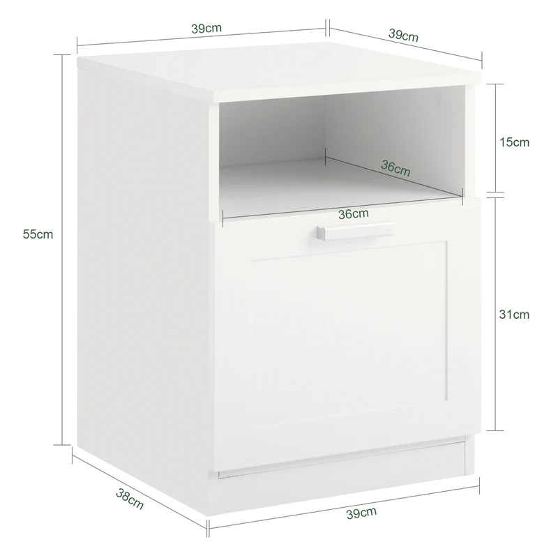 SoBuy FBT112-W Table de Chevet, Table de Nuit, Bout de Canapé, Table d'Appoint avec 1 Compartiment Ouvert et 1 Tiroir