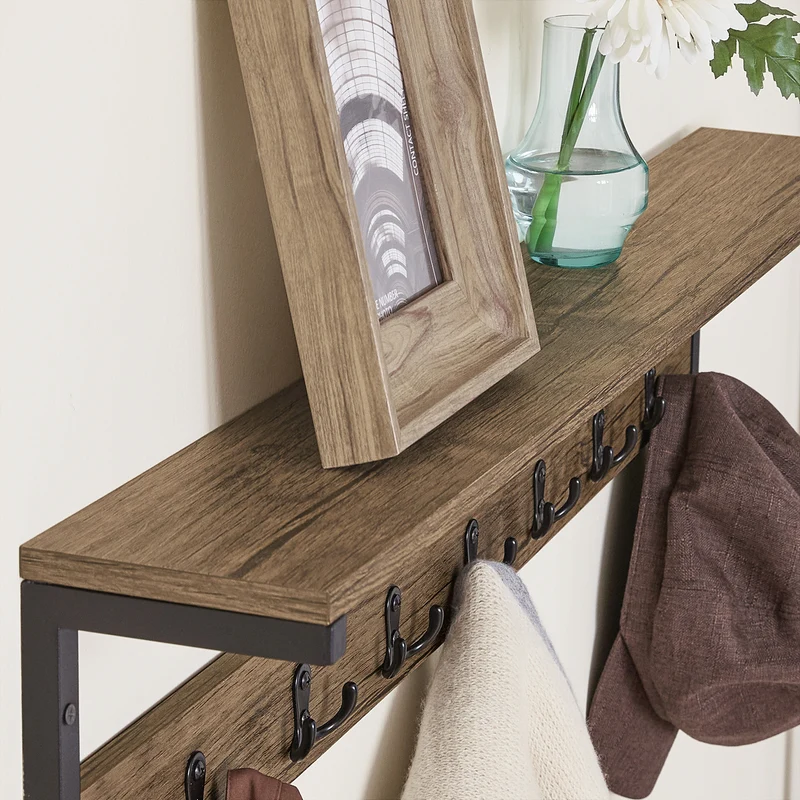 SoBuy FHK27-N Porte Manteau Mural, Étagère de Rangement, Patères Portemanteaux