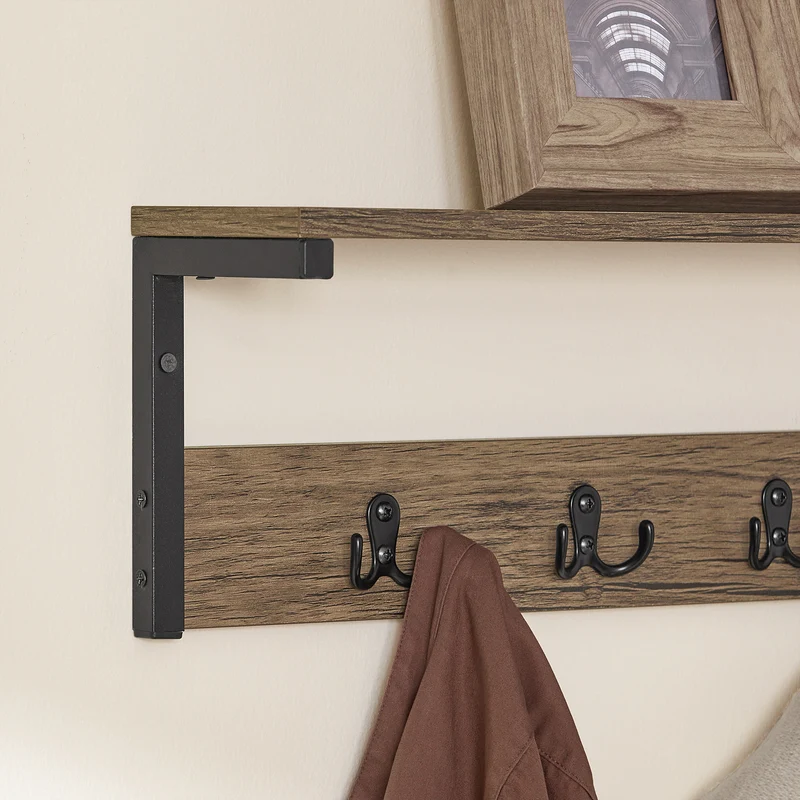 SoBuy FHK27-N Porte Manteau Mural, Étagère de Rangement, Patères Portemanteaux