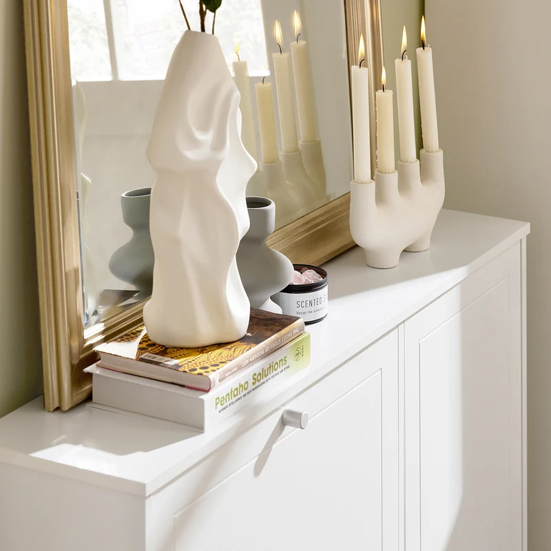 SoBuy FSR114-W Armoire à Chaussures 2 Abattants, 1 Porte et 1 Compartiment Ouvert pour Entrée Couloir – Blanc