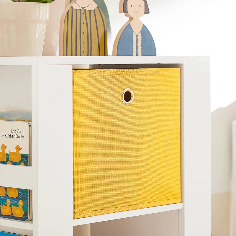 SoBuy KMB48-W Bibliothèque Enfants, Armoire de Rangement pour Livres et Jouets pour Enfant, avec 2 Paniers et 2 Étagères latérales