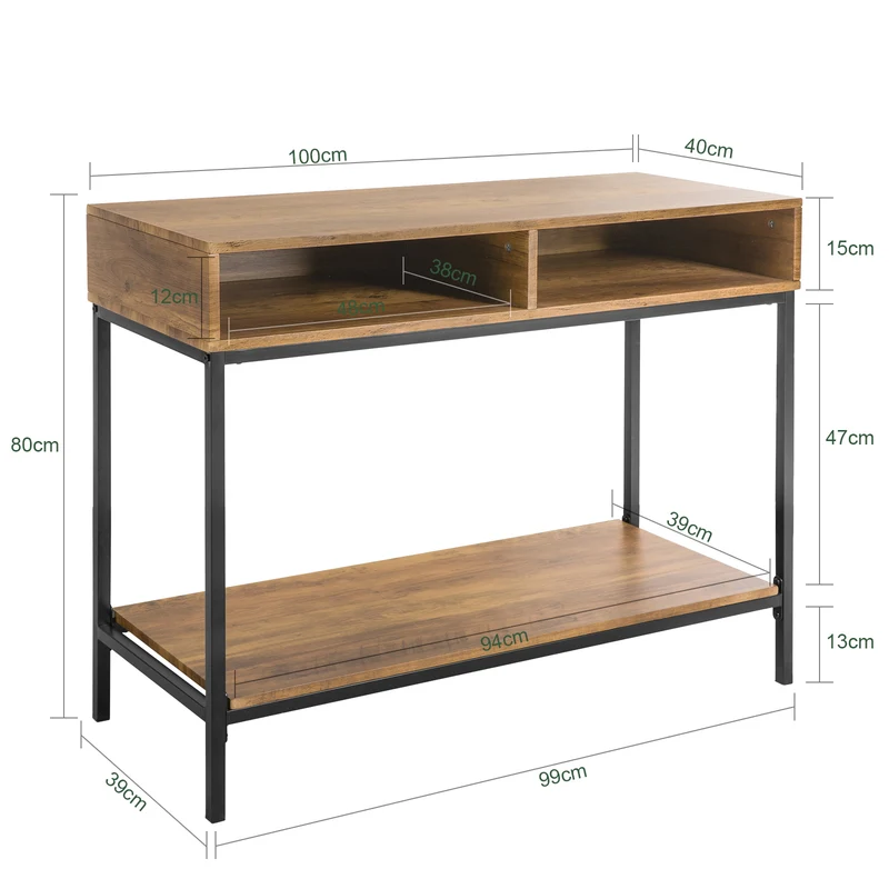 SoBuy FSB41-F Table Console Table d’Entrée Bout de Canapé Table d'Appoint Buffet avec 2 Compartiments étagère