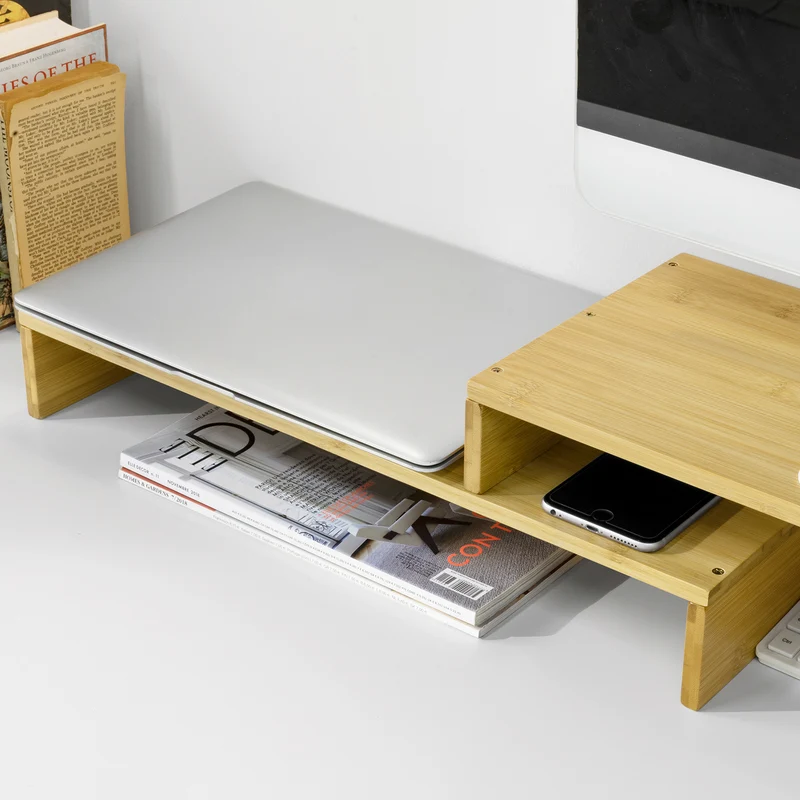 SoBuy BBF07-N Design Support de Moniteur Réglable, Réhausseur d'écran Ergonomique, pour 2 Écrans d'Ordinateur Univer