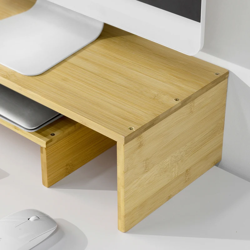 SoBuy BBF07-N Design Support de Moniteur Réglable, Réhausseur d'écran Ergonomique, pour 2 Écrans d'Ordinateur Univer