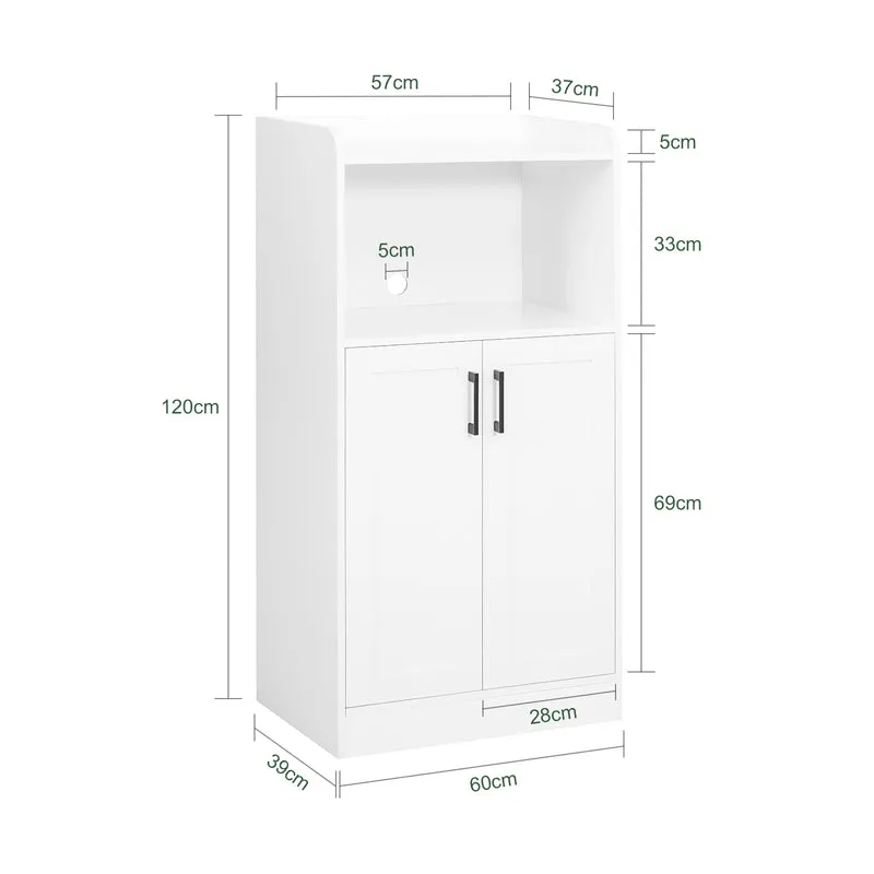 SoBuy FSB47-W Buffet Meuble de Rangement Micro-Ondes Commode Armoire à Micro-Ondes Placard 2 Portes, 1 Compartiment Ouvert avec Passe-câble, 60x40x120cm, Blanc