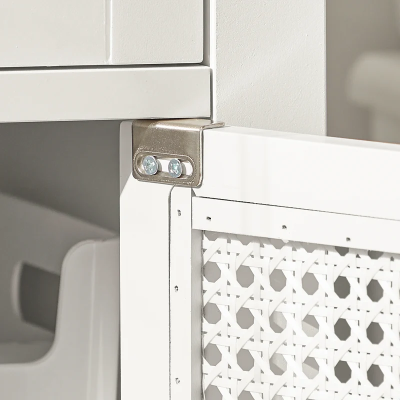 SoBuy BZR36-W Meuble Colonne de Salle de Bain Armoire Haute Placard de Rangement avec 1 porte, 1 tiroir et 3 étagères