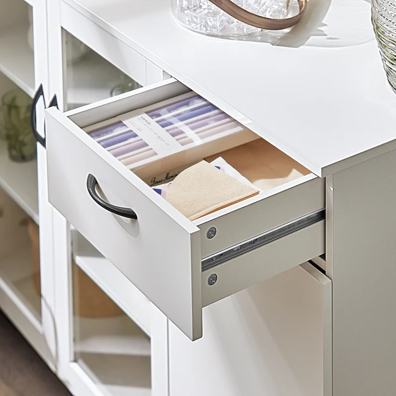 SoBuy FSB57-W Buffet sur roulettes Commode de Cuisine Armoire de Cuisine Multi-Rangement Chariot de Rangement