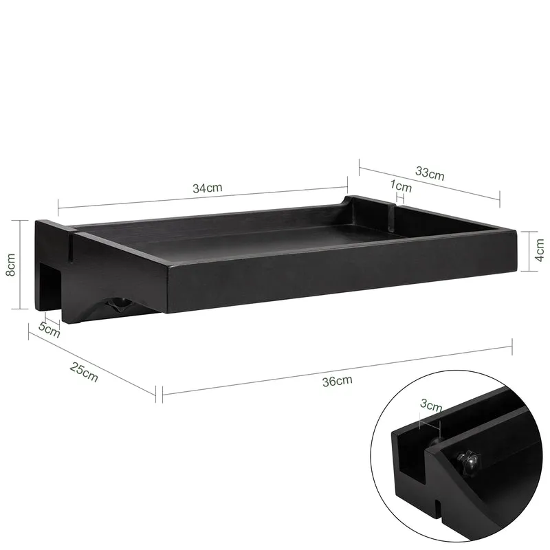 SoBuy NKD01-SCH Tablette de lit Amovible à encoches câbles - Plateau en Bambou pour Livres, Smartphones & Lunettes - Adapté aux Cadres de lit de 1-3cm 36x25x9cm
