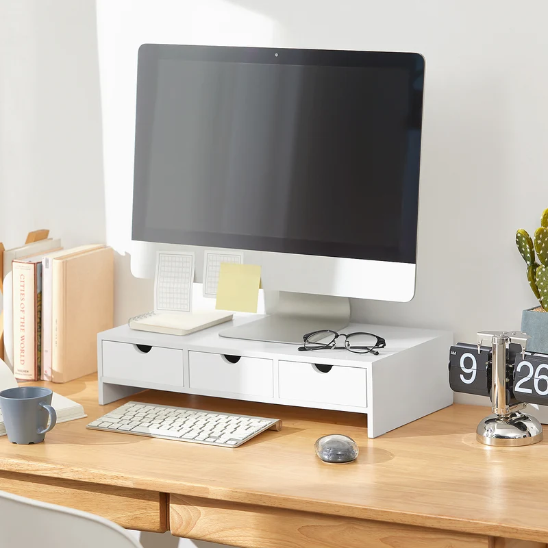 SoBuy BBF03-W Support de Moniteur Écran Ergonomique Support pour Écran d'ordinateur Universal, Ordinateur Portable