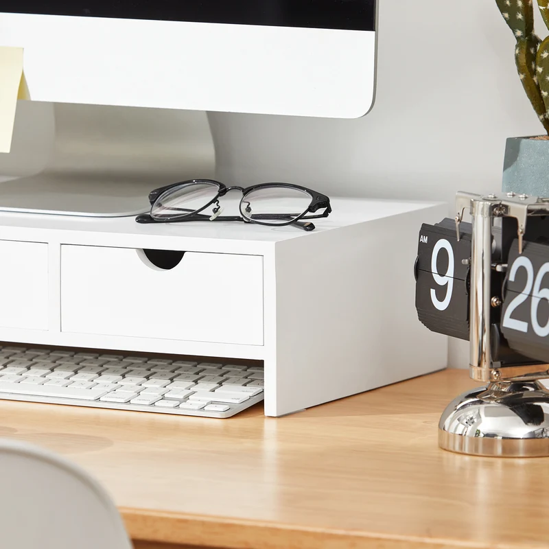 SoBuy BBF03-W Support de Moniteur Écran Ergonomique Support pour Écran d'ordinateur Universal, Ordinateur Portable