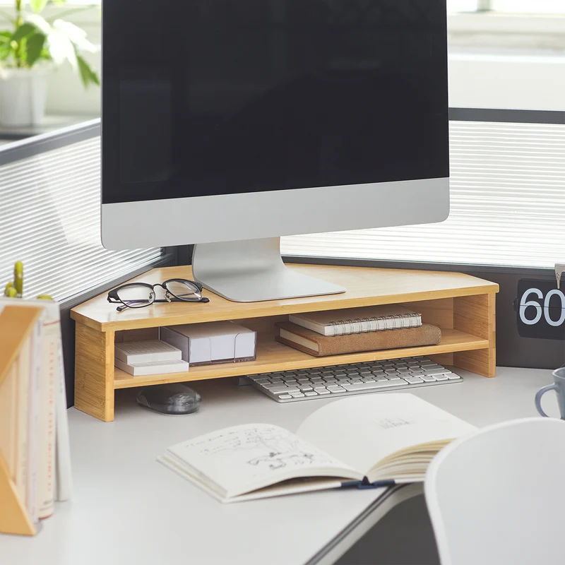 SoBuy BBF09-N Support de Moniteur d'angle, Réhausseur d'écran Ergonomique Support l'Écrans d'Ordinateur Universal