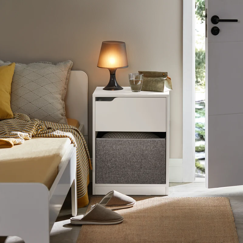 SoBuy FBT109-W Bout de Canapé Table de Chevet Table d'Appoint Table café Table Basse avec avec tiroir et panier