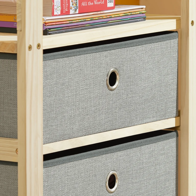 SoBuy STR08-N Étagère de rangement pour Enfants Étagère Multifonctionnel en Design de Château avec 4 paniers en tissu