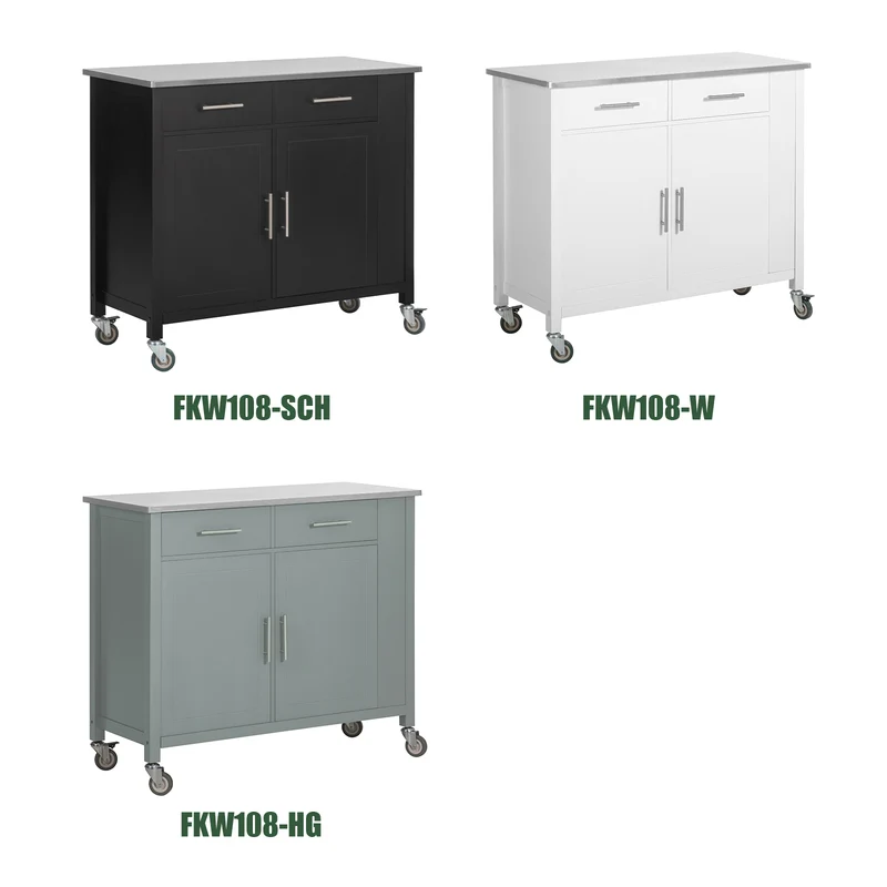 SoBuy FKW108-HG Desserte Roulante Chariot de Cuisine à roulettes avec Etagère Latérale, Portes et Tiroirs en Acier INOX