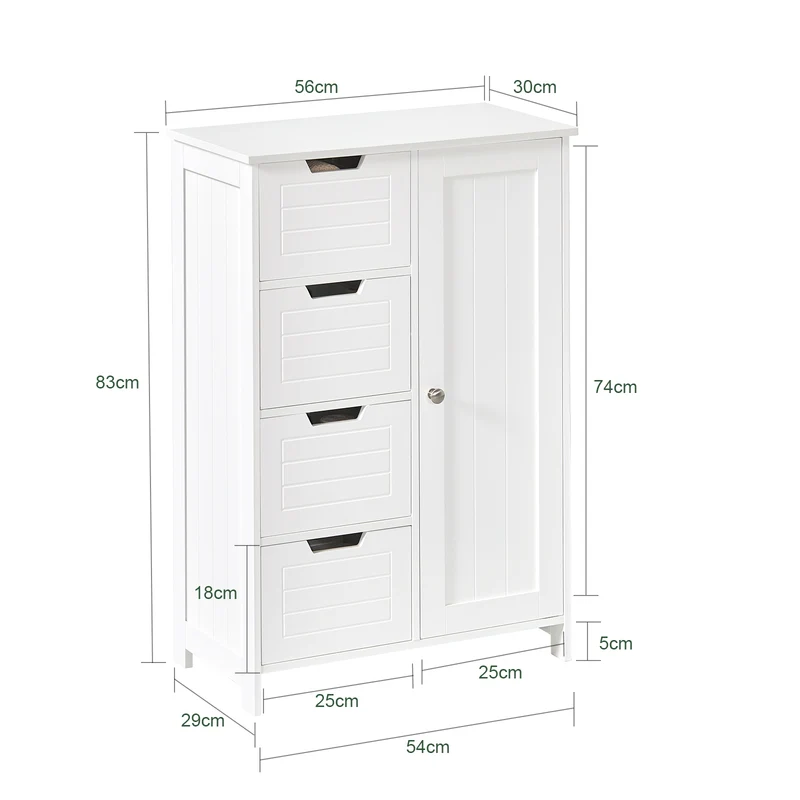 SoBuy BZR37-W Meuble Bas Meuble Colonne Placard de Rangement Armoire pour Cuisine, Salle de Bain, Toilette, Commode de salle de bain