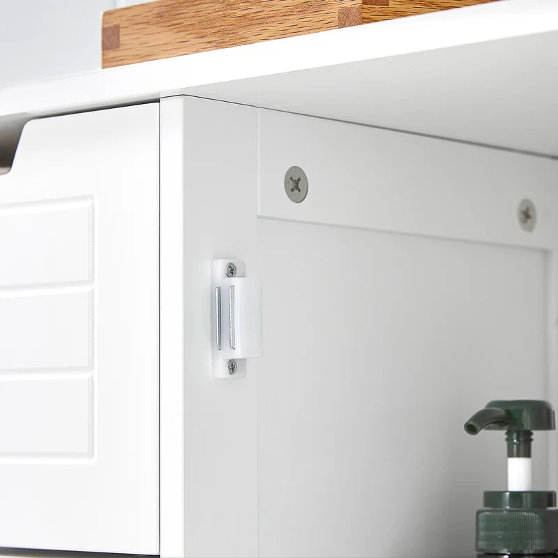 SoBuy BZR37-W Meuble Bas Meuble Colonne Placard de Rangement Armoire pour Cuisine, Salle de Bain, Toilette, Commode de salle de bain