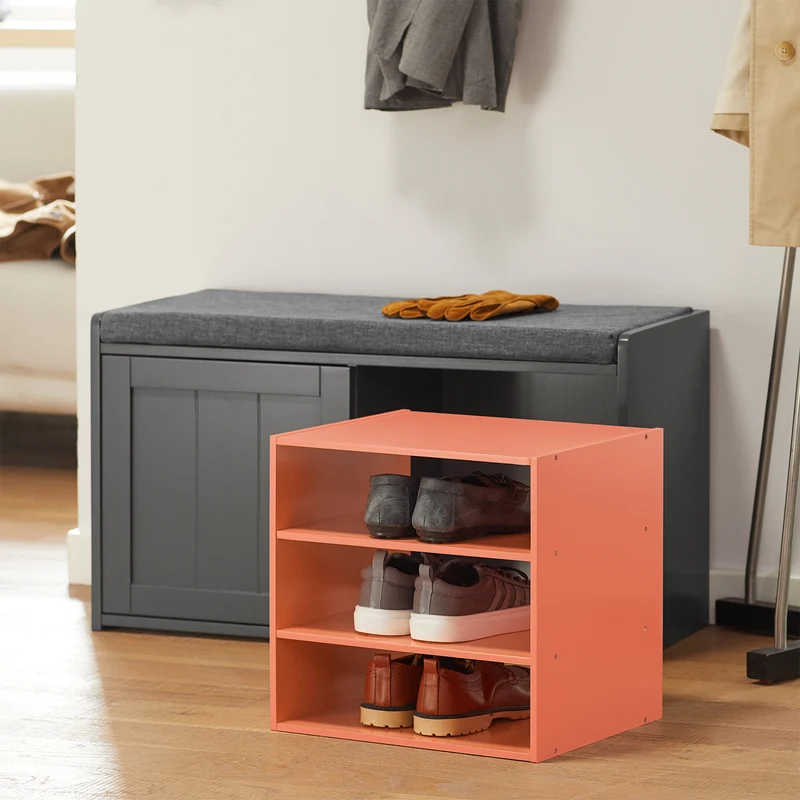 SoBuy FSR109-HG Banc à Chaussures Meuble Chaussures Commode à Chaussures Coussin Rembourré et Etagère Amovible