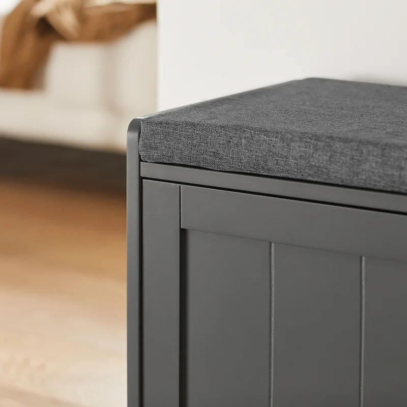 SoBuy FSR109-HG Banc à Chaussures Meuble Chaussures Commode à Chaussures Coussin Rembourré et Etagère Amovible