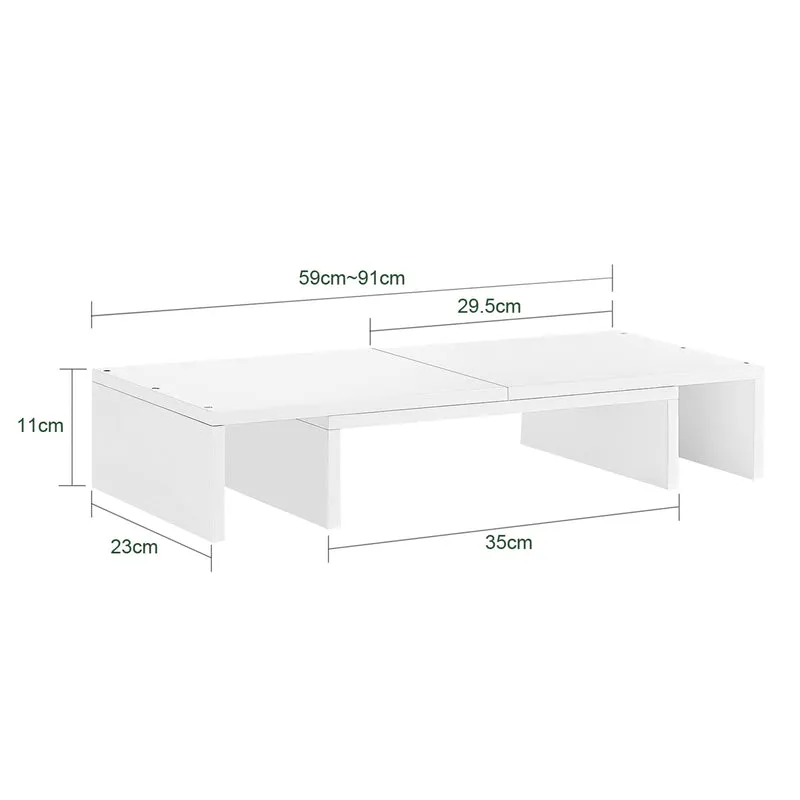 SoBuy BBF08-W Support de Moniteur Écran Extensible, Réhausseur d'écran Ergonomique pour 2 moniteurs