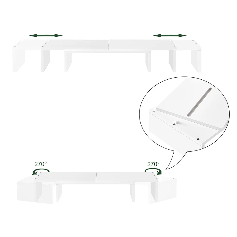 SoBuy BBF08-W Support de Moniteur Écran Extensible, Réhausseur d'écran Ergonomique pour 2 moniteurs