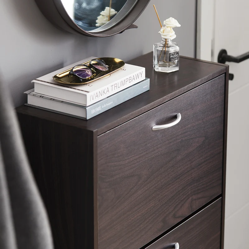 SoBuy FSR110-K-BR Armoire à Chaussures 2 Abattants, Rangement pour Entrée Couloir – 60x24x80 cm, Marron