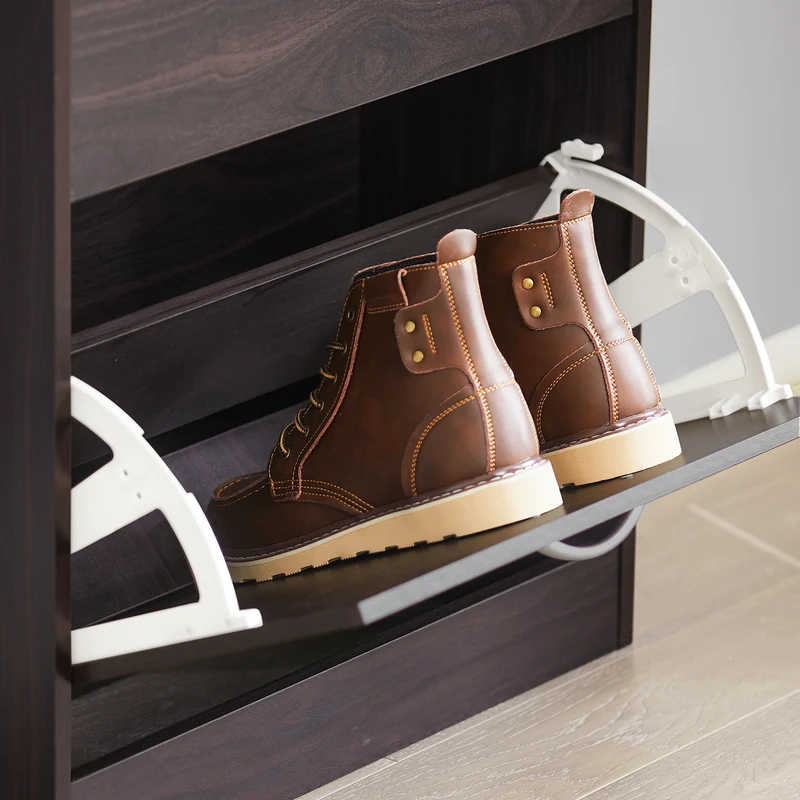 SoBuy FSR110-BR Armoire à Chaussures 3 Abattants, Rangement pour Entrée Couloir – 60x24x115 cm, Marron