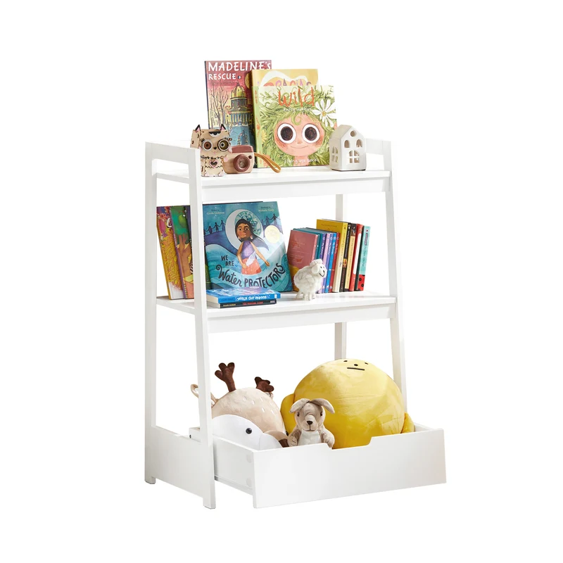 SoBuy KMB31-W Étagère de Rangement Jouets pour Enfants Coffre à Jouets Bibliothèque Étagère à Livres Porte-revues avec