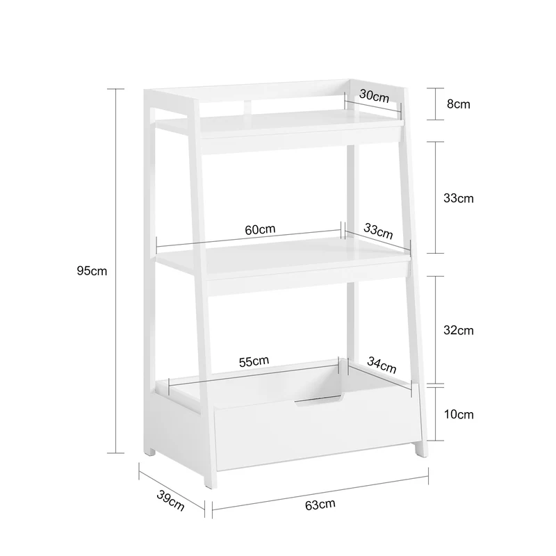 SoBuy KMB31-W Étagère de Rangement Jouets pour Enfants Coffre à Jouets Bibliothèque Étagère à Livres Porte-revues avec