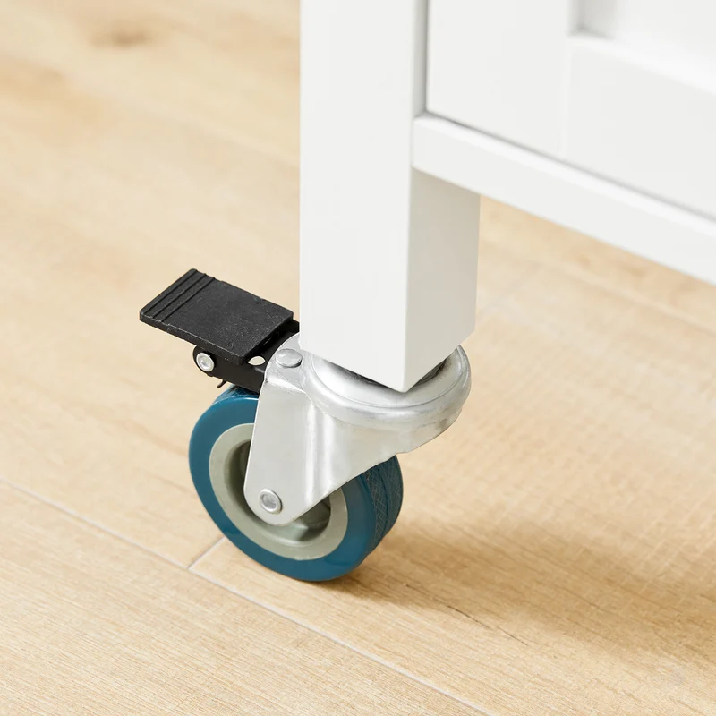 SoBuy FKW103-WN Desserte Îlot de Cuisine Desserte à roulettes Chariot de Cuisine Meuble de Rangement avec Porte-Serviettes, Placard Tiroir et 3 étagères