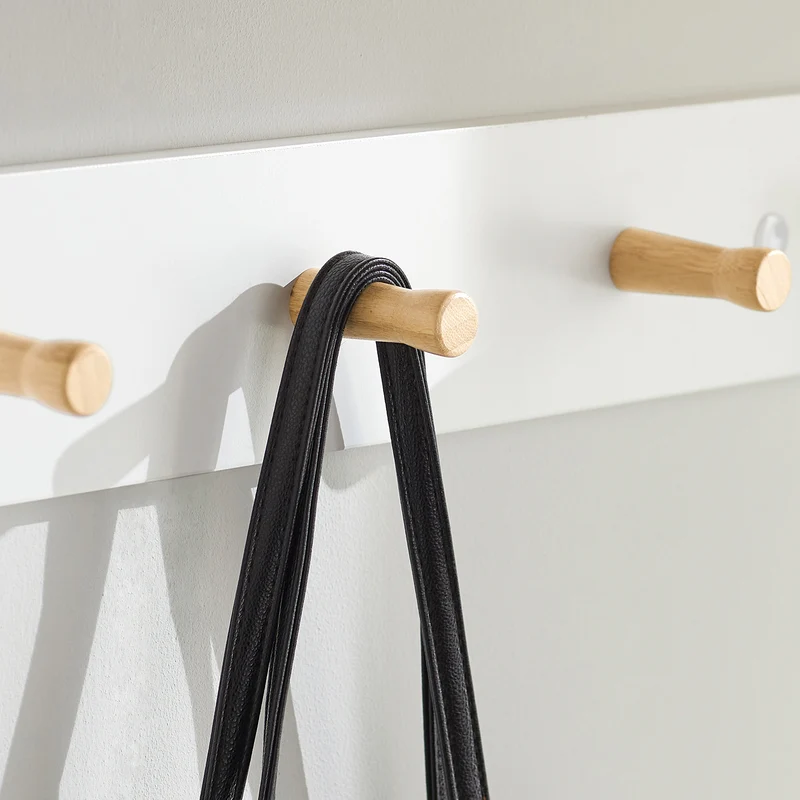 SoBuy FHK21-WN Porte-manteau Mural en 2 Parties Étagère Murale Porte-manteau d'Entrée Patères avec Étagère Suspendue É
