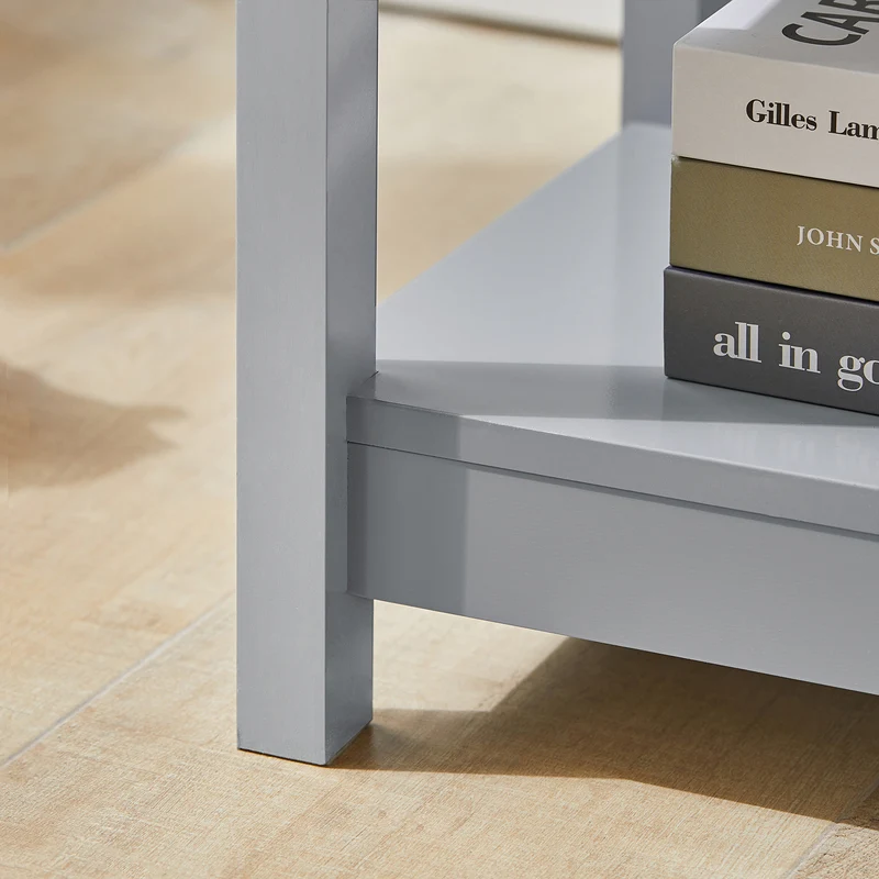 SoBuy FBT46-HG Table de Chevet avec 1 Tiroir & 2 Étagères, Table d'appoint Moderne, Gris, L45 x P30 x H68cm