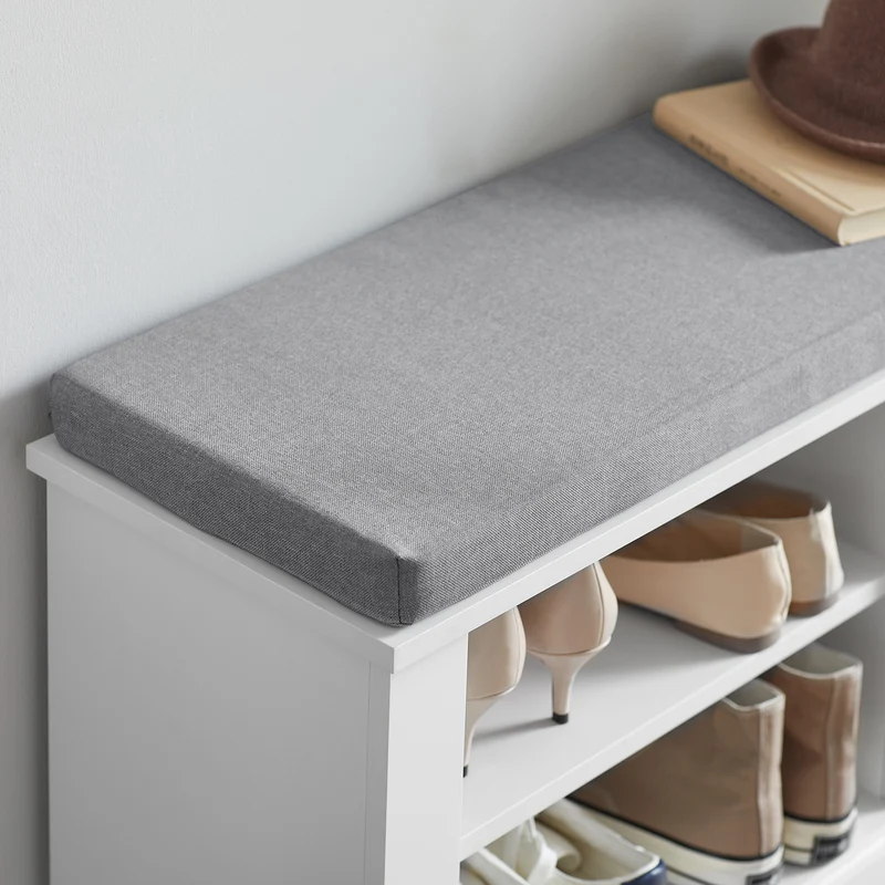 SoBuy FSR84-W Banc à Chaussures avec Coussin Rembourré, 1 Porte et 2 Étagères pour Entrée Couloir – 80x30x45 cm, Blanc