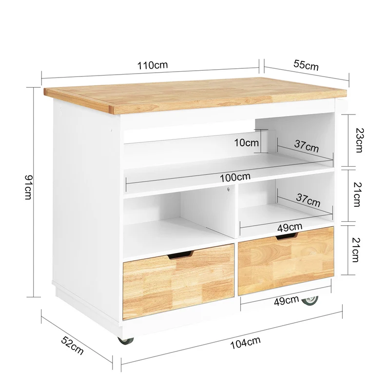 SoBuy FKW107-WN Desserte Roulante Chariot de cuisine Meuble de Rangement à Roulettes Chariot de Service