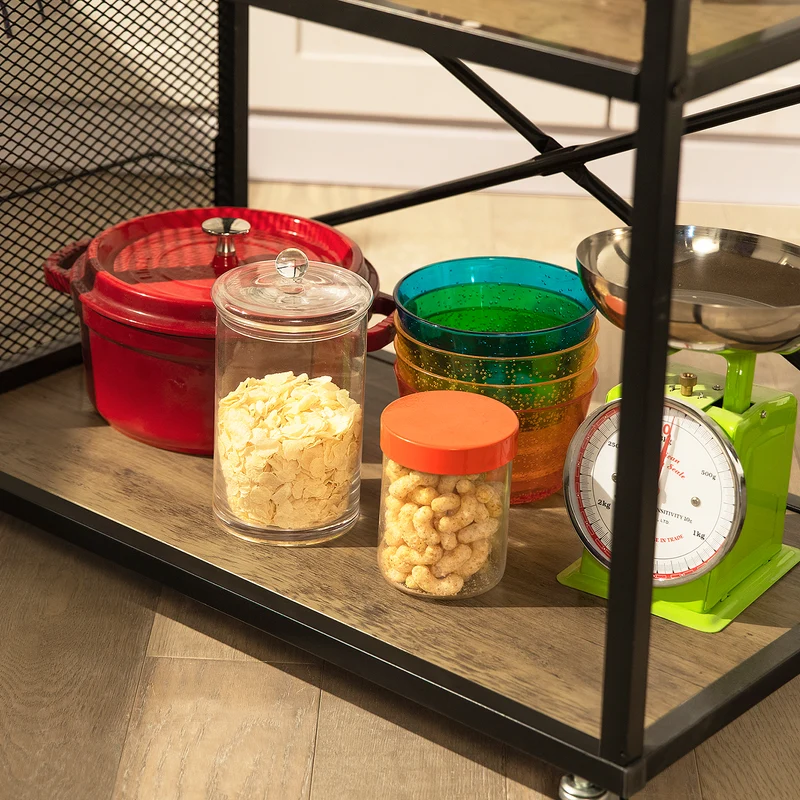 SoBuy SVW05-N Chariot de Bar Desserte de Style Industriel Desserte à 3 Niveaux avec roulettes Étagère de Cuisine