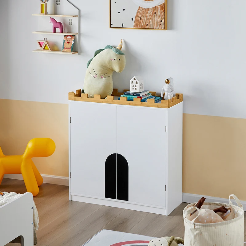 SoBuy KMB44-W Commode pour Enfants Étagère pour Chambre d'enfant avec Tableau Noir Bibliothèque Étagère à Jouets